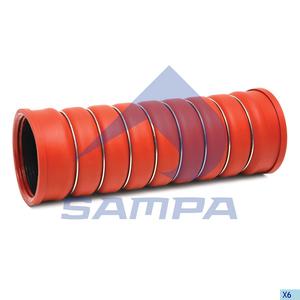 Патрубок интеркулера силиконовый, красный d=90мм, L=285мм 8колец \MAN (020491) (Д7259)