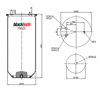Пневморессора Blacktech 4912NP08 (без стакана) (RML75023)(п1068)