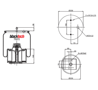 Пневморессора Sampa 4961NP02  (со стаканом) (SP554961K)(П5354)