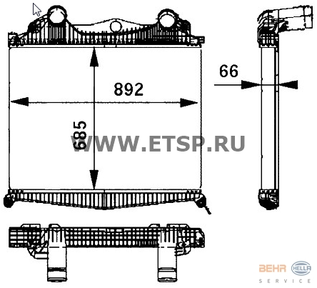 Радиатор интеркулера MAN TGA 04 (8ML376724211)(Д2038)