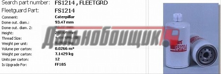 Фильтр топливный MB/Caterpillar/Intern/Komatsu/Ne (50013041)(Р0868)