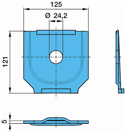 Пластина 125x120x5.0mm/D=24.0mm крепления полурессоры Trailer BPW