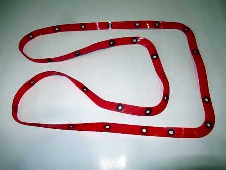 Прокладка поддона 740 силикон красная цельная с мет. вставками / Pantus (740-1009040-01У)(КД0362)