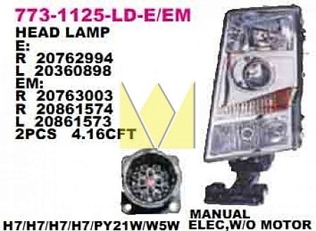 Фара Volvo FH12 левая (2002-2007) (7731125LLDEM)(Опт0353)