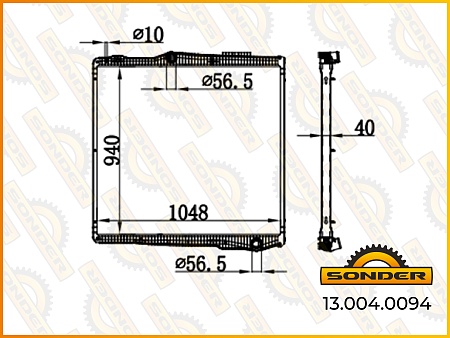 Радиатор охлаждения  940x1050x40 с рамкой (130040094) (Д9325)