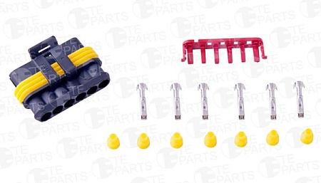 Штекерный корпус (6-pin, 6 уплотнений, фиксатор) / TE PARTS (7813067)(ЭЛ6032)