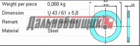 Шайба под корончатую гайку 8Т ЕСО 43/61х5,8 (0332073130)(П0975)
