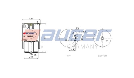 Пневморессора AUGER GERMANY 4713NP02 (со стаканом) (AU344713K)(П3834)
