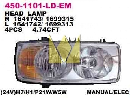 Фара DAF CF65-85/XF95/105 правая (4501101RLDEM)(ОПТ0668)