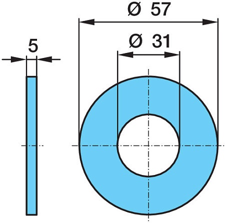 Шайба пальца рессорного BPW  Ø 31 / 57 x 5 (9900026850)(Пр0249)
