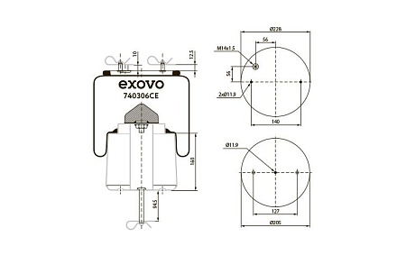 Пневморессора со стальным стаканом Scania Bus 4 серия (740306CE)(П8667)