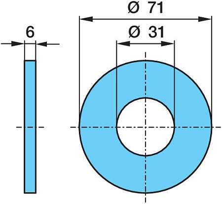 Шайба плоская без фаски Ø 31 / 71 x 6 BPW (0332034530)(р1455)