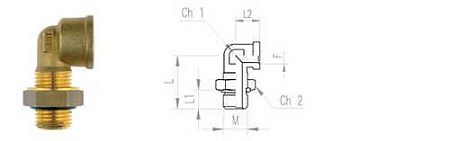 Фитинг угловой М16x1,5 F12x1,5 с контргайкой и уплотнением (INF11M16F12L) (Р9647)