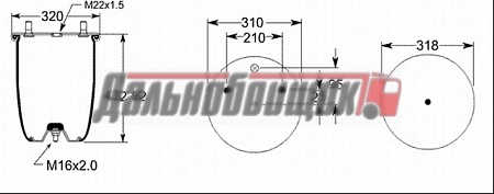 Пневморессора Rostar 4881NP02 (пласт стакан) (R4881DGL30)(П3090)