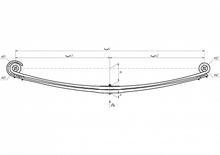 Рессора 2-х лист.DAF 900x900 1/28+1/30 S24/S24 передняя (802802DF-2902012-10) (п1915)