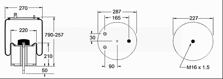 Пневморессора Rostar 4912NP07 (со стаканом) (R4912DGS13)(п4821)