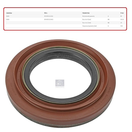 Сальник хвостовика редуктора 85x150x20/24мм; MAN TGA (35638/360131) (Р3189)