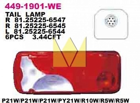 Фонарь задний лев. MAN TGA/TGX (4491901LWE)(ОПТ0648)